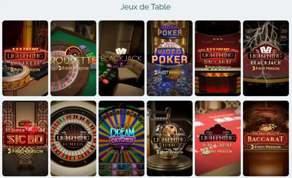 La section de casino en direct, propulsée par Evolution Gaming, est un point fort de la plateforme.